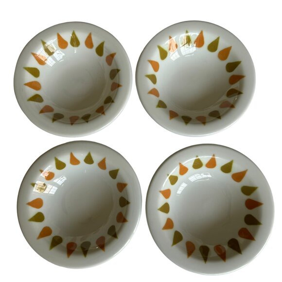 Shenango China Restaurantware Bowls Mid Mod Orange Green Teardrop Pattern 70s - Picture 12 of 16